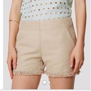 LOFT tan, fringe shorts. ADORABLE